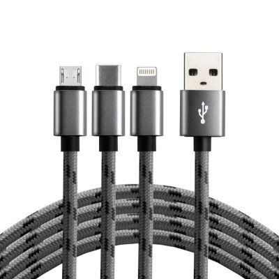 Kabel przewód USB 3w1 - USB-C  Lightning  micro USB 120cm everActive CBB-1.2MCI do 2.4A