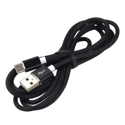 Kabel przewód silikonowy USB - USB-C   Typ-C everActive CBS-1.5CB 150cm z obsługą szybkiego ładowania do 3A czarny