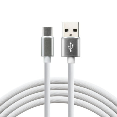Kabel przewód silikonowy USB - USB-C   Typ-C everActive CBS-1CW 100cm z obsługą szybkiego ładowania do 3A biały