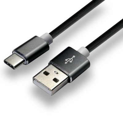 Kabel przewód silikonowy USB - USB-C   Typ-C everActive CBS-1CB 100cm z obsługą szybkiego ładowania do 3A czarny