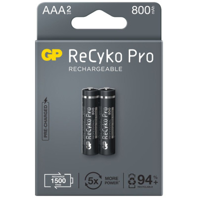 Akumulatorki AAA   R03 GP ReCyko Pro Ni-MH 800mAh - 2 sztuki
