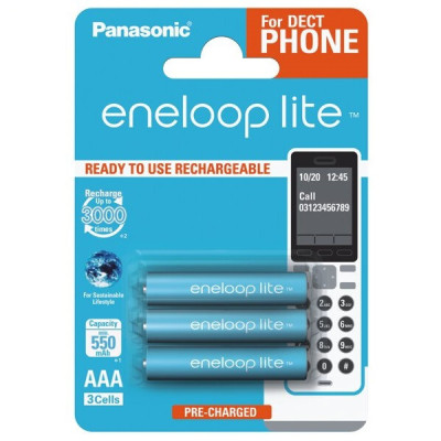 Akumulatorki Panasonic Eneloop Lite R03 AAA 550mAh BK-4LCCE 3BE - 3 sztuki