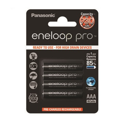 Akumulatorki Panasonic Eneloop PRO R03 AAA 930mAh BK-4HCDE 4BE - 4 sztuki