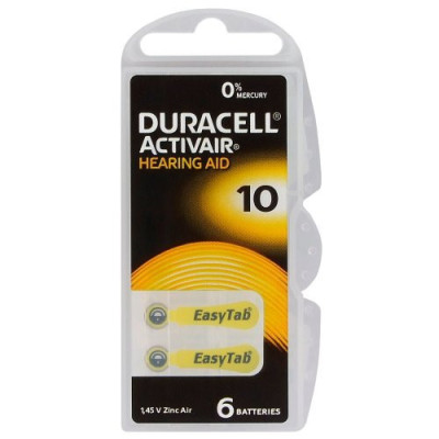 Baterie do aparatów słuchowych Duracell 10 ActivAir – 6 sztuk