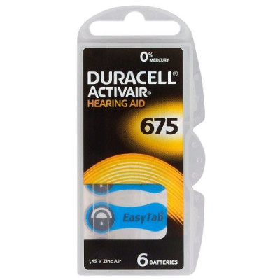Baterie do aparatów słuchowych Duracell ActivAir 675 – 6 sztuk