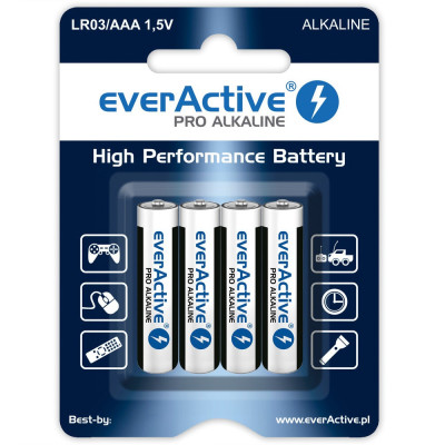 Bateria alkaliczna AAA   LR03  everActive Pro - 4 sztuki