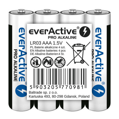 Baterie alkaliczne AAA   LR03 everActive Pro  taca  - 4 sztuki