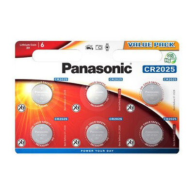 Bateria litowa mini Panasonic CR2025 – 6 sztuk