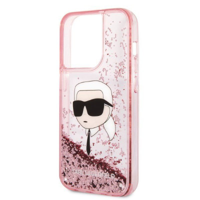 Karl Lagerfeld Liquid Glitter NFT Karl's Head - Etui iPhone 14 Pro (różowy)